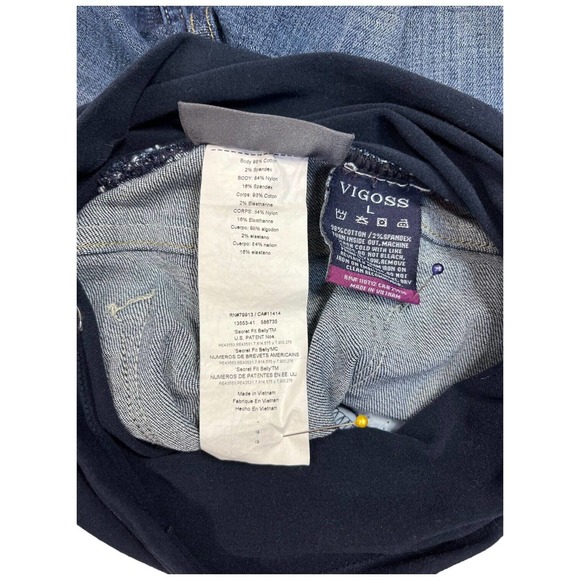 A Pea In The Pod Maternity Vigoss Patchwork Distressed Denim Jean Shorts Blue L - Picture 9 of 9